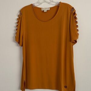 Michael Kors Blouse with Ladder Sleeves Amber Color